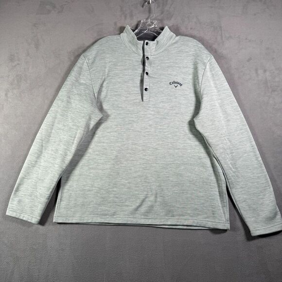 Callaway Sweater Mens L Gray 1/4 Snap Pullover Fleece Lined Tech Shirt Golf - Picture 1 of 7